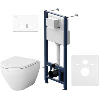 Комплект унитаза с инсталляцией AM.PM Spirit V2.0 FlashClean IS47001.701700 с сиденьем Микролифт и Белой клавишей смыва — фото 1, Комплекты унитаз + инсталляция