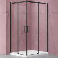 Душевой уголок Vincea Dice 100x100 VSS-4D100CLB профиль Черный стекло прозрачное — фото 1, Квадратные душевые уголки