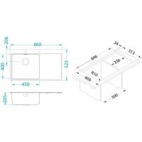 Кухонная мойка Alveus Pure 50R KMB-90 860x525 1103653 Брашированная сталь — фото 7, Кухонные мойки