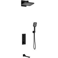 Душевая система Vincea Inspire VSFW-433TI4MB с термостатом Черная матовая — фото 1, Встраиваемые душевые комплекты