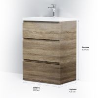 Тумба под раковину AM.PM Gem S 60 Светлый дуб арт-M91FSX0602OF — фото 10, Тумбы под раковину