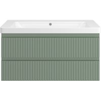 Тумба с раковиной Brevita Victory 105 УТ000016000 подвесная Зеленая матовая — фото 2, Мебель для ванной