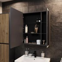 Зеркальный шкаф STWORKI Кронборг 70 1A262002KB820 Черный Серый — фото 3, Зеркальные шкафы в ванную