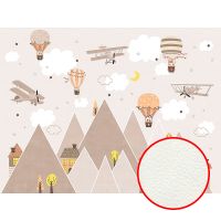 Фреска детская Ortograf Little Friends 34398 Фактура флок FLK Флизелин (4*3) Бежевый/Коричневый, Горы/Город/Самолеты — фото 1, Фрески