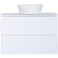 Тумба с раковиной Orange Otto 75 Ot-75TuGLASS+B08-360W подвесная Белый глянец — фото 1, Мебель для ванной