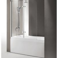 Шторка на ванну Cezares ECO-O-V-21-120/140-P-Cr-L профиль Хром стекло рифленое — фото 1, Шторки для ванной распашные