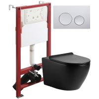 Комплект унитаза с инсталляцией Agger ATI03144+APB100 с сиденьем Микролифт и клавишей смыва Хром глянцевый — фото 1, Комплекты унитаз + инсталляция