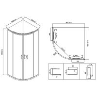 Душевой уголок Vincea City 90x90 VSQ-5CT900MT профиль Хром стекло текстурное — фото 6, Душевые уголки четверть круга