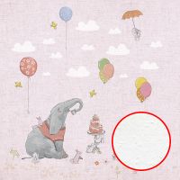 Фреска детская Ortograf Для самых маленьких 33720 Фактура бархат FX Флизелин (2,7*2,7) Розовый/Разноцветный, Животные/Воздушные шары — фото 1, Фрески