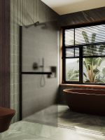 Душевая перегородка Maybah Glass MGD-728-6ш 790x1950 в широком профиле Черный стекло бронзовое матовое — фото 2, Душевые перегородки