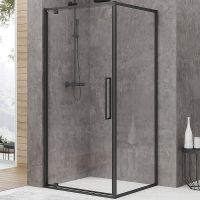 Душевой уголок Black&White Stellar Wind S877 90х90 8779090 профиль Черный стекло прозрачное — фото 1, Душевые уголки