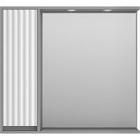 Зеркало со шкафом Brevita Balaton 90 L BAL-04090-01-01Л с подсветкой Белое матовое Серое матовое — фото 1, Зеркальные шкафы в ванную