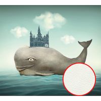 Фреска Ortograf Животные 10872 Фактура флок FLK Флизелин (3*2,7) Серый/Бирюзовый, Рыбы/Абстракция — фото 1, Фрески