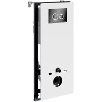 Инсталляция WasserKRAFT Abens 20TLT.010.ME.WH.PB01 для унитаза Белое стекло с Черной глянцевой клавишей смыва — фото 1, Инсталляции