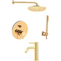 Комплект смесителей Paffoni Light KITLIG015HG071 Золото медовое — фото 1, Готовые комплекты для ванной комнаты