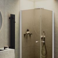 Душевой уголок Maybah Glass MGY-1297-1 800x800x1980 на монопетлях Белый стекло бронзовое — фото 2, Душевые уголки