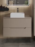 Тумба с раковиной Orange Line 80 Li-80TuLMDF+B04-405W подвесная Латте матовый — фото 3, Тумбы с раковиной