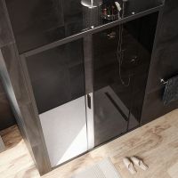 Душевая дверь AM.PM Gem 140 профиль Черный матовый стекло тонированное-прозрачное арт-W90G-140-1-195BG — фото 3, Раздвижные душевые двери