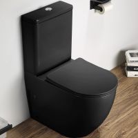 Унитаз компакт CeramaLux 2166XMB Черный матовый с бачком и сиденьем Микролифт — фото 1, Напольные унитазы