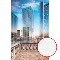 Фреска Ortograf Небоскребы 6595 Фактура бархат FX Флизелин (1,7*2,7) Голубой/Бежевый, Город — фото 1, Фрески