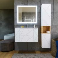 Тумба под раковину Бриклаер Кристалл 90 4627125415975 подвесная Белая — фото 8, Мебель для ванной