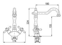 Смеситель для раковины Rav Slezak Morava retro MK120.5/8Z Золото — фото 3, Смесители для раковины