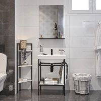 Товар: Шкаф пенал DIWO Смоленск С14144 угловой Черный муар Северное дерево - фото 3 Шкаф пенал DIWO Смоленск С14144 угловой Черный муар Северное дерево — фото 3, Мебель для ванной