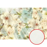 Фреска Ortograf Цветы 3653 Фактура флок FLK Флизелин (4*2,7) Белый/Бирюзовый, Цветы — фото 1, Фрески