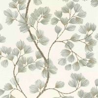 Обои RASCH Garden 866902 Винил на флизелине (0,53*10,05) Белый/Зеленый/Коричневый, Листья — фото 1, Обои для стен