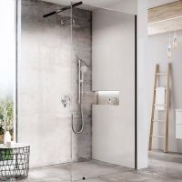 Душевая перегородка Ravak Walk-In Wall 90 GW9W70300Z1 профиль Черный стекло Transparent — фото 1, Душевые перегородки