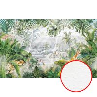 Фреска Ortograf Its Jungle 8315 Фактура бархат FX Флизелин (5*3) Зеленый/Серый, Деревья/Листья/Животные — фото 1, Фрески