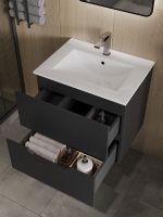 Тумба с раковиной Orange Li-60Tub+Ra подвесная Черная матовая — фото 3, Тумбы с раковиной