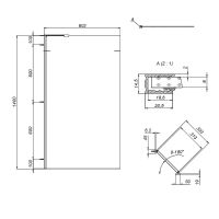Шторка на ванну AM.PM Gem 80 W90BS-080-140BM профиль Черный матовый стекло матовое — фото 7, Неподвижные шторки для ванной