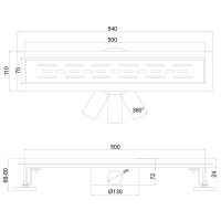 Душевой лоток Ростовская Мануфактура Сантехники РМС ТЛ-02-50х7 с решеткой под плитку — фото 6, Душевые лотки