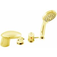 Смеситель на борт ванны Rav Slezak Dunaj Termostat DT271.5PZ с термостатом Золото — фото 1, Смесители на борт ванны