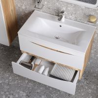 Тумба с раковиной Iddis Cloud 80 CLO80Y0i95K подвесная Белая матовая Дуб золотистый — фото 5, Тумбы с раковиной