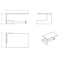 Держатель туалетной бумаги Boheme Q 10941-G-B с полочкой Черный Золото — фото 2, Держатели туалетной бумаги