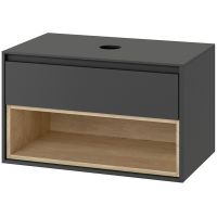 Тумба под раковину Excellent Tuto 80 MLEX.0102.800.GRBL подвесная Серый Дуб — фото 1, Мебель для ванной