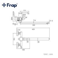 Смеситель для ванны Frap H67-6 F2267-6 универсальный Черный матовый — фото 14, Смеситель для ванны