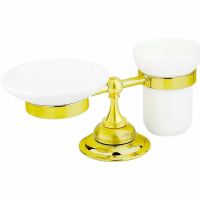 Стакан для зубных щеток с мыльницей Cezares Aphrodite APHRODITE-STTP-03/24 Золото 24 карат — фото 1, Стаканы для зубных щеток