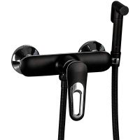 Гигиенический душ со смесителем Frap H49-6 F2049-6 Черный матовый Хром — фото 1, Душевое оборудование. Душевая программа