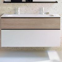 Тумба с раковиной Burgbad Fiumo 120 SFXO122F3956FOT45G0200C0001*2 подвесная Белая Бежевая — фото 1, Мебель для ванной