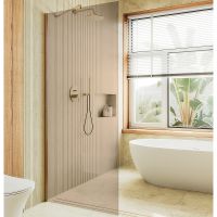 Душевая перегородка Maybah Glass MGD-702-3ш 690x1950 в широком профиле Золото стекло бронзовое — фото 1, Душевые перегородки