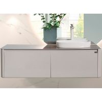 Тумба с раковиной Black&White Universe U915.1400R 140 R 9151401 подвесная Glossy light grey — фото 1, Мебель для ванной