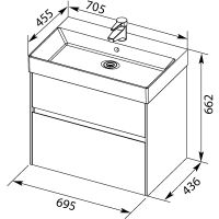 Тумба с раковиной Aquanet Бруклин 70 212597 подвесная Белая — фото 8, Тумбы с раковиной