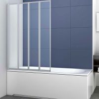 Шторка на ванну Vincea VSB-31100CL 100x140 профиль Хром стекло прозрачное — фото 1, Складные шторки для ванной