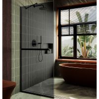 Душевая перегородка Maybah Glass MGD-711-6у 1090x1950 в узком профиле Черный стекло графитовое — фото 1, Душевые перегородки