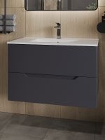 Тумба с раковиной Orange Line 80 Li-80Tug+Ra подвесная Графит матовый — фото 2, Мебель для ванной