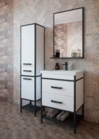 Тумба под раковину Sanflor Норд 60 С04718 Белая Черный муар — фото 2, Тумбы под раковину