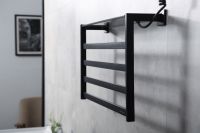 Электрический полотенцесушитель Black&White Universe N-333B 58х35 333BN с полкой Черный матовый — фото 4, Электрические полотенцесушители
